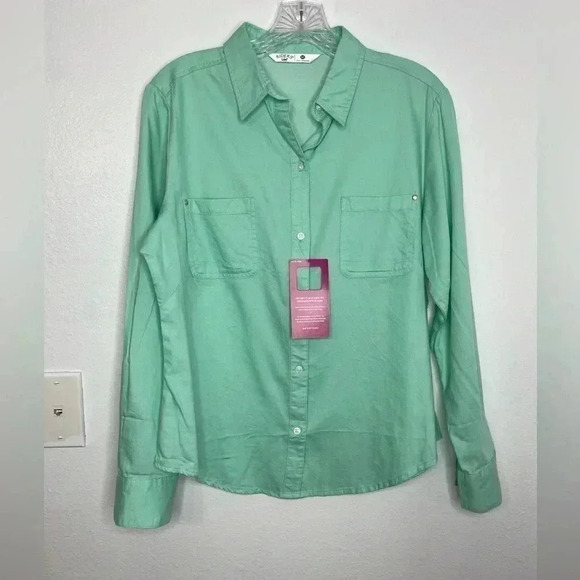 Riders by Lee Women's Woven Slimming Button Down Shirt - Picture 2 of 6